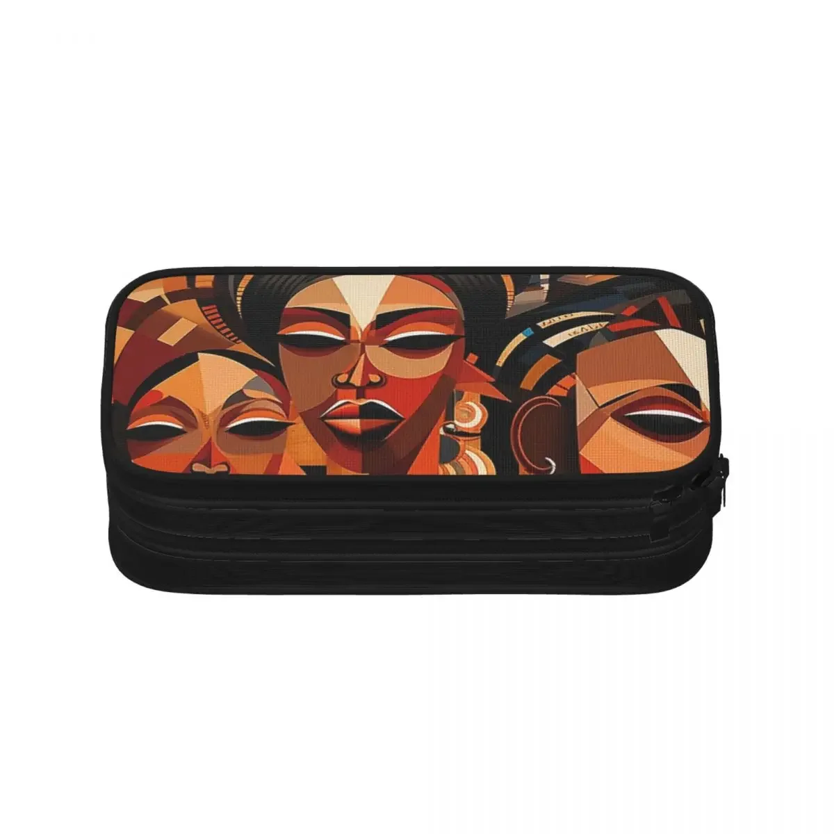 Estojo de lápis com três faces africanas, grande capacidade, caixa de caneta, bolsa de lápis para meninos, meninas, estudantes, papelaria, escola, escritório