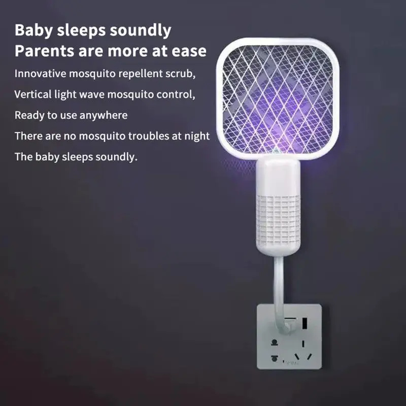 [New] Pest Control USB Mosquito Swatter Trap Electric Shock Mini Fly Bug Zapper UV Light Portable  Racket Bedroom