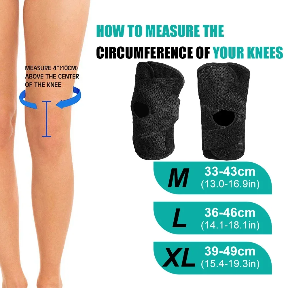 1Pcs Open Patella Knee Brace, Adjustable Meniscus Knee Support with Side Stabilizers, Breathable Knee Wrap for Sports