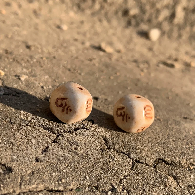 Handmade Genuine Buckhorn Tibetan Six Words Proverb Loose Beads Buddhist OM Mantra Bead DIY Jewelry Findings