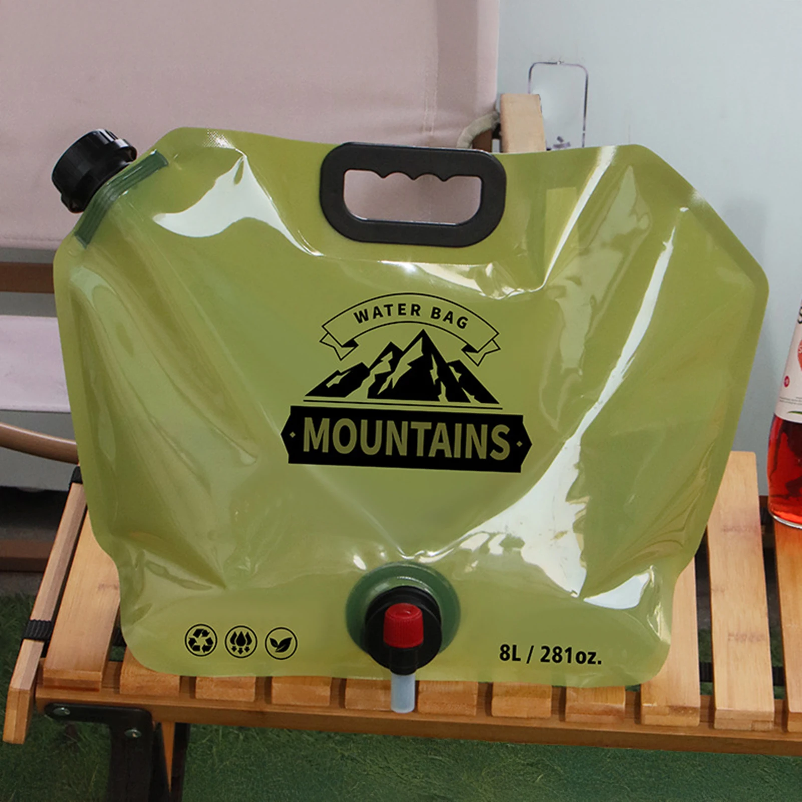 Saco de água dobrável portátil 8l tanque de água de grande capacidade para acampamento piquenique engrossado saco de água macia com torneira recipiente de água