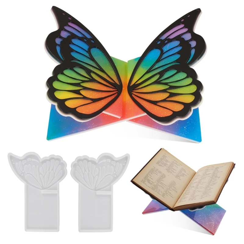 Creative Silicone Butterfly Bookshelf Resin Mold Unique Bookrack Ornament Mould Artistic Book Rack Making Molds