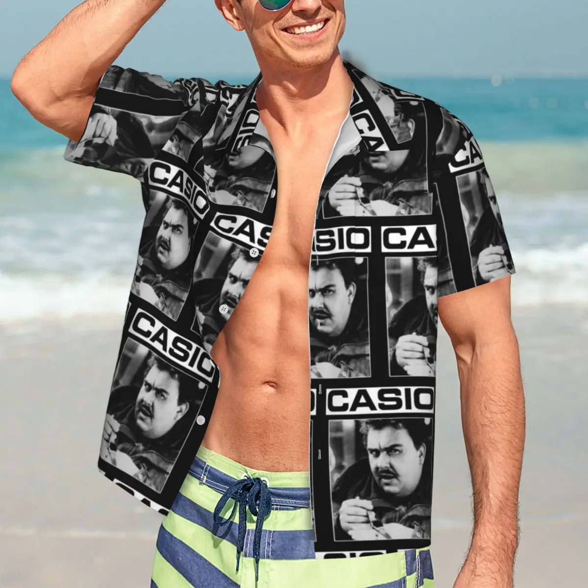 

Гавайские рубашки John Candy Casio, модная мужская рубашка с коротким рукавом для лета, пляжные мужские топы с лацканами
