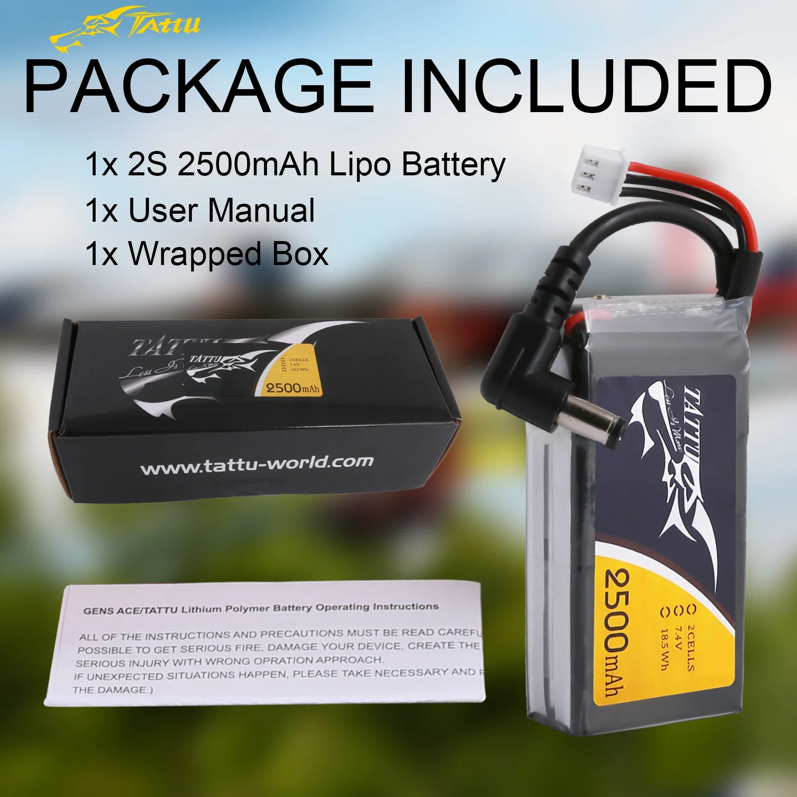 Tattu Lipo Battery 2s 2500mAh Lipo 7.4V FPV Goggle Battery do gogli Fatshark Narzędzia RC Akcesoria RC Części FPV