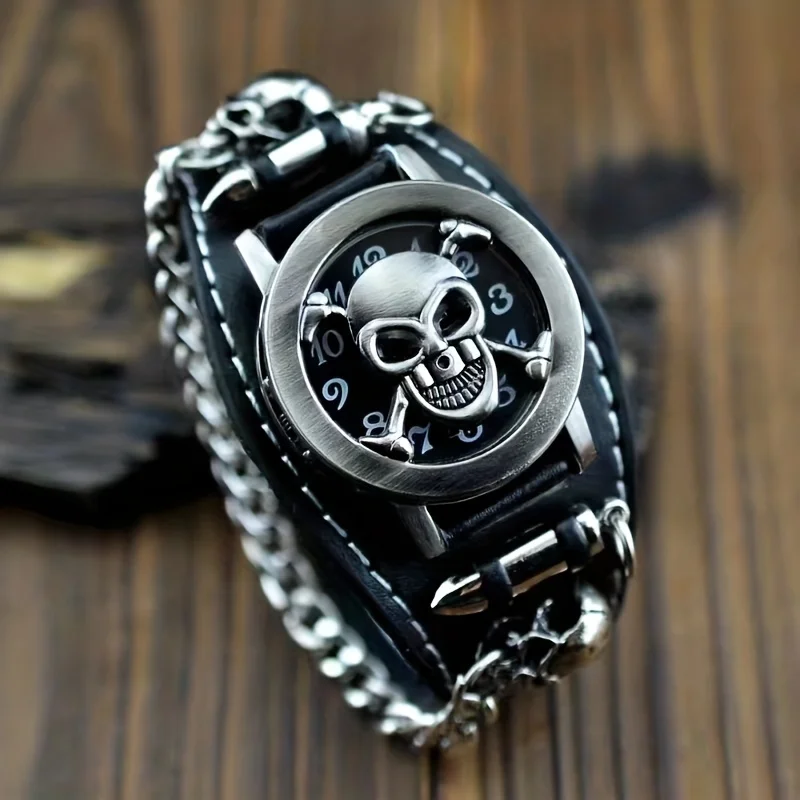 Steel Master Black Deacon Personality Watch Male Fashion Punk Creativity anime Wristwatch Cool Anime Hip Hop Quartz Watch