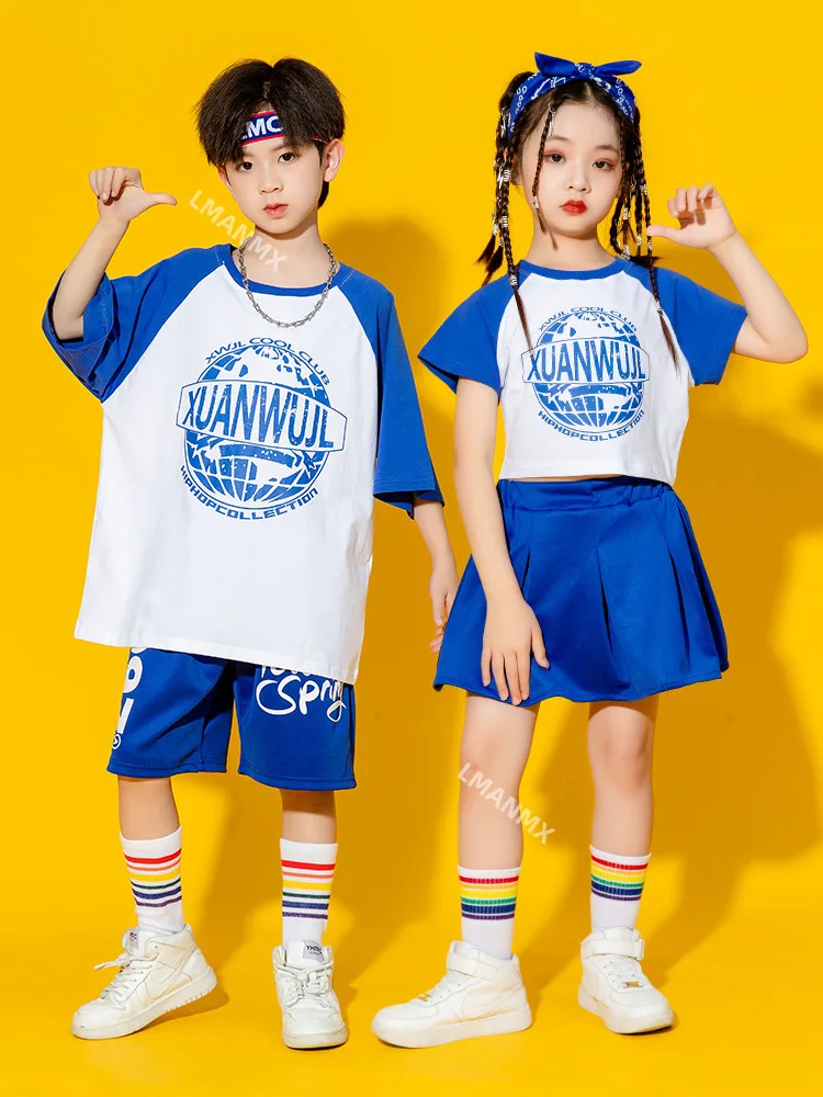 Children Hip Hop Skirt T Shirt Jogger Shorts Costumes for Girls Boys Dancewear Street Dance Wear Dancing Clothes Ballroom Jazz