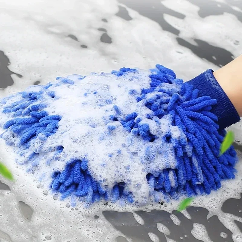 Double-sided Microfiber Car Wash Gloves, Auto Gloves, Chenille Glove, Ultra Absorbent, Sponge, Scratch Free