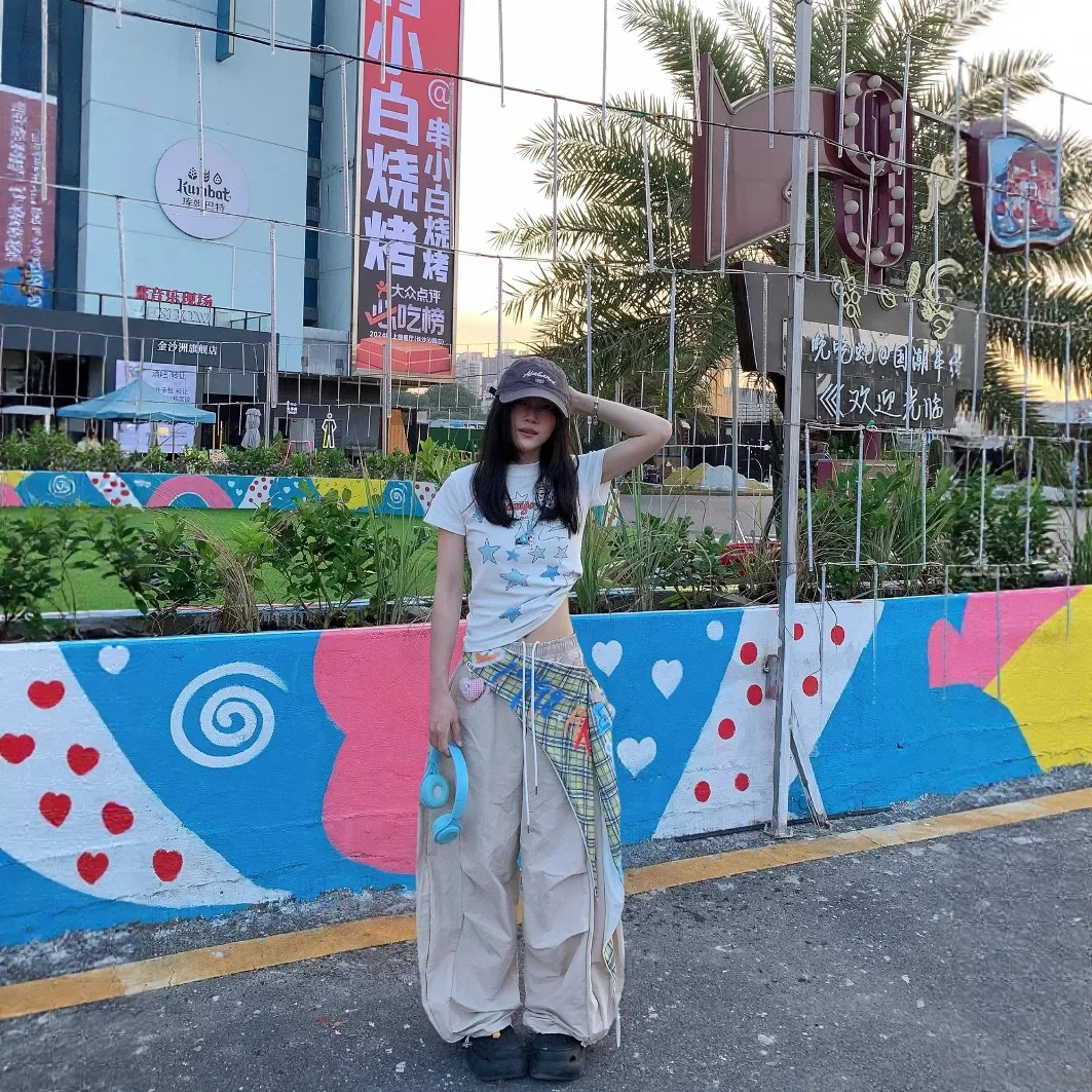 Retro Fart Curtain Workwear Paratrooper Pants Women's Summer Quick Drying Pants Pleated Design Loose Wide Leg Pants