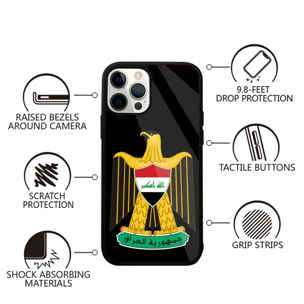 Nation Iraq Flag Map Phone Case For iPhone 15,14,13,12,11,Plus,Pro,Max Mini Magsafe Magnetic Wireless Charging