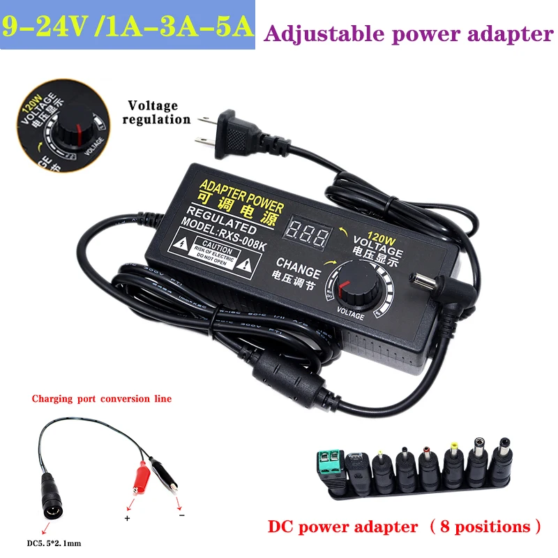 Adjustable AC To DC Power Supply  9V 12V 15V 18V 24V 1A 3A 5A Power Supply Adapter Universal 220V To 12 V Volt Adapter +DC Trans