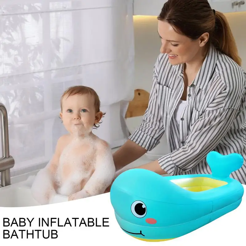 

Kids Inflatable Bathtub Non Slip Collapsible Kid Thick Foldable Shower Basin Portable Toddler Bathing Tub Travel Bathtub
