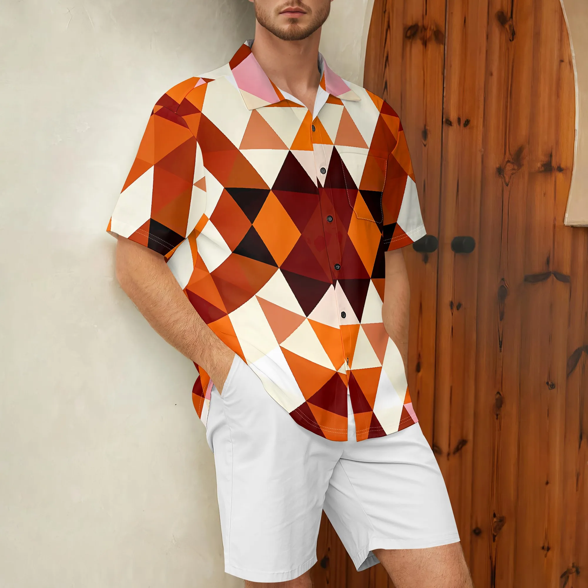 

YEAE Abstract Art Print Shirt for Men Summer Casual Short Sleeve Top