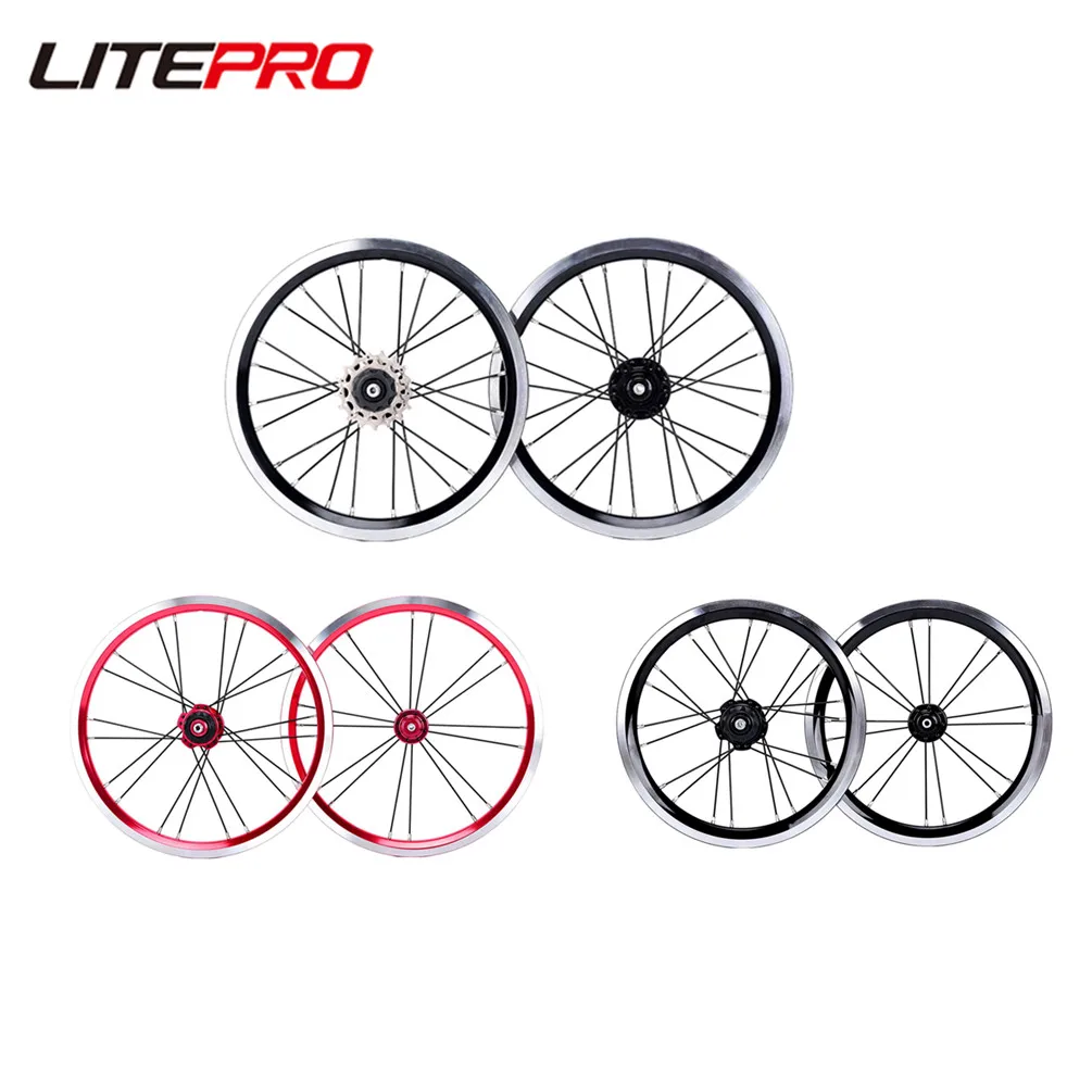 Litepro 14 16 Inch Single External 3 Speed Bicycle Wheelset Disc V Brake Rims 20MM Alloy Folding Bike Wheels 74 85MM