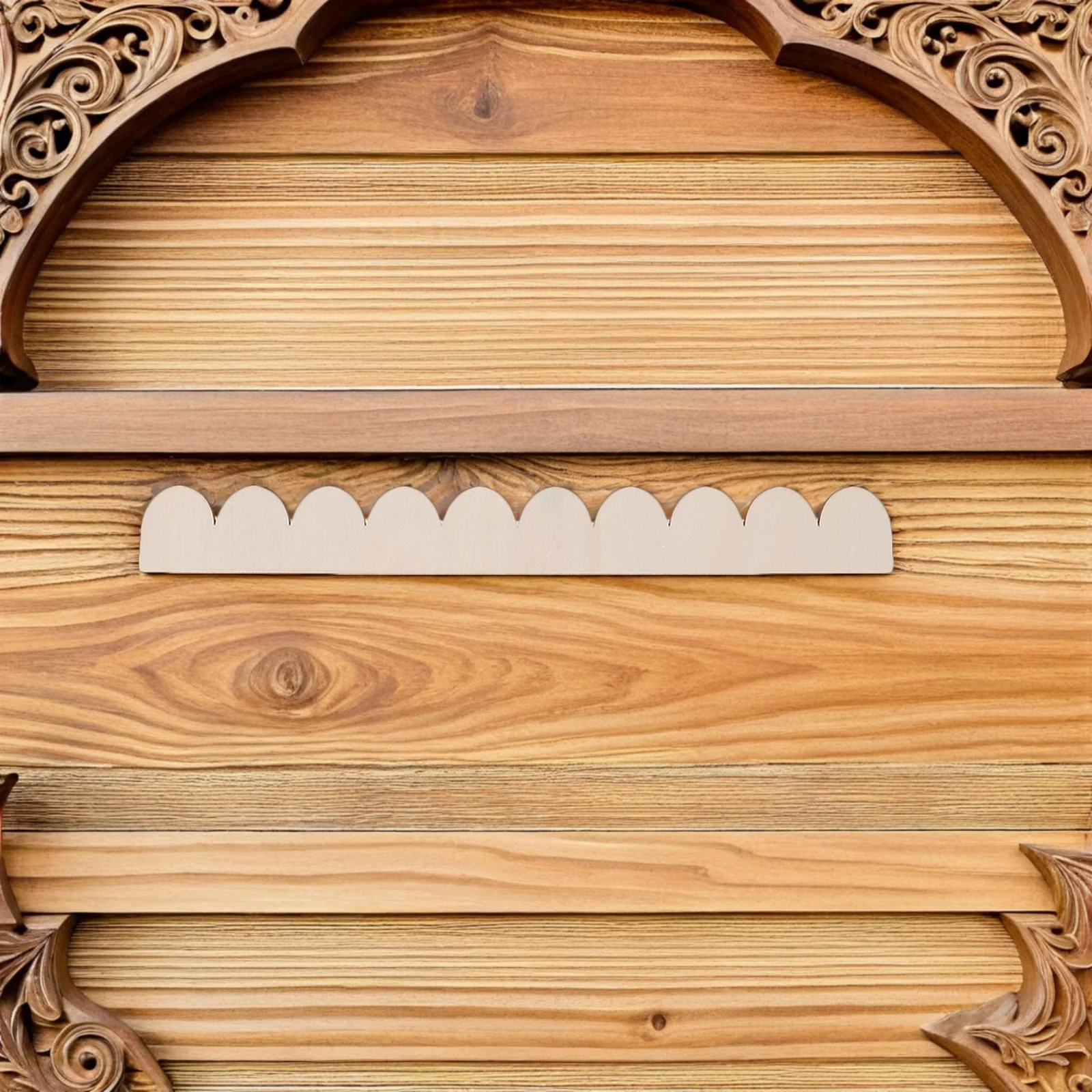 

6pcs Unfinished Scalloped Wooden Trim For Diy Cabinet Shelf Edging Wall Decor Wood Moulding Trim Handicraft Sewing Supplies