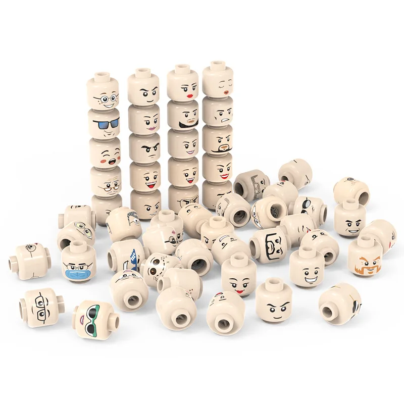 56pcs 3626 Figure Head Faces Creative Laugh Cry Cute Facial Expression DIY Bricks Building Blocks Model Kids Toys Boy Girl Gift