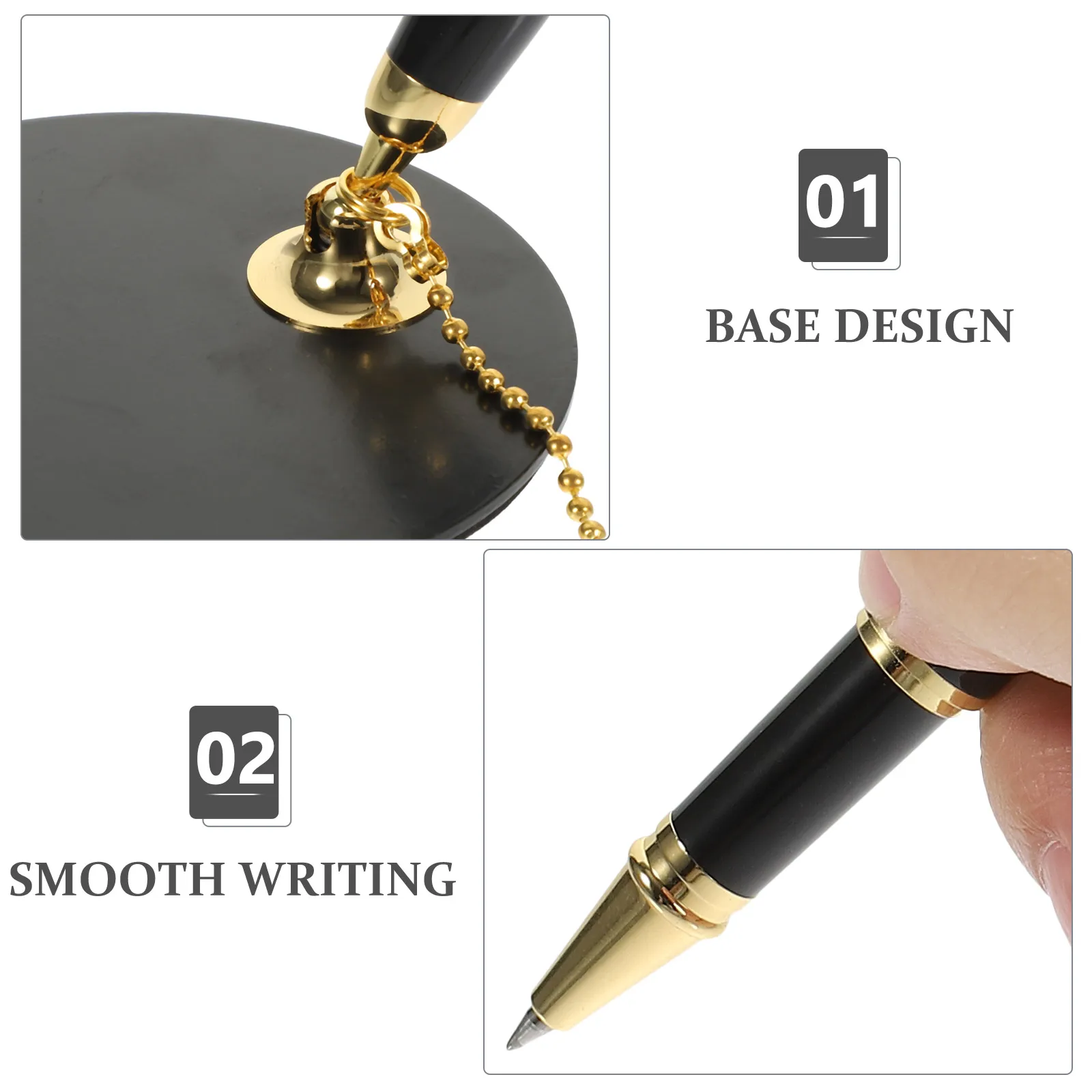 

Stainless Steel Desktop Signature Pen Office Business Countertop Writing Pen Wear-Resistant Refill Replacement Easy