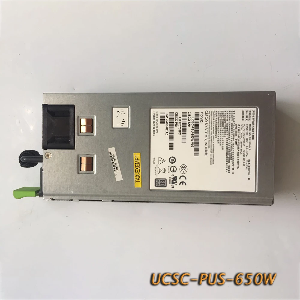 

For Cisco C240 C220 M3 Server Power Supply UCSC-PUS-650W V02 PS-2651-1-LF