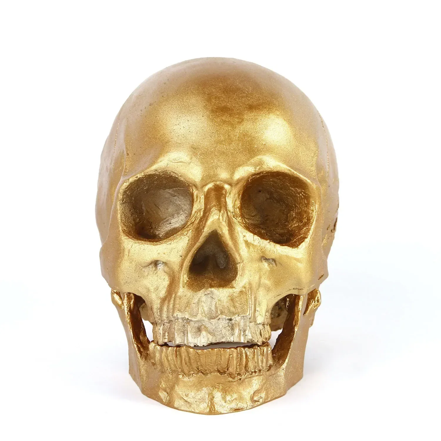 1:1 Handmade Resin Gold Skull Head Collectible Skeleton Decoration Figurine Halloween Skull Statue Halloween Home Decor Ornament