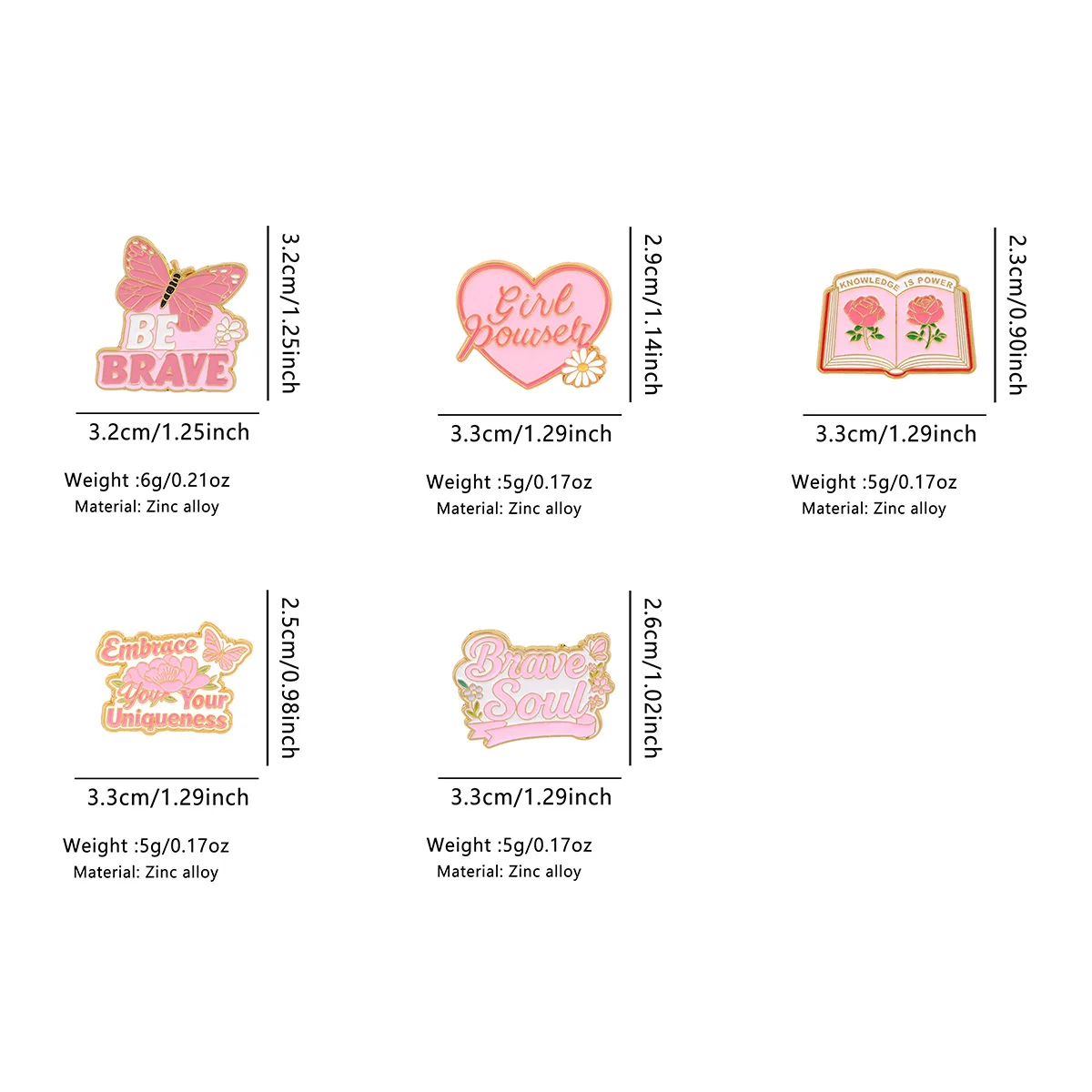 Pink Quotes Shine Brightly Girls Badges Brooches for Clothes Lapel Pins Enamel Pin Cute Women Jewelry Pins Accessories Gifts