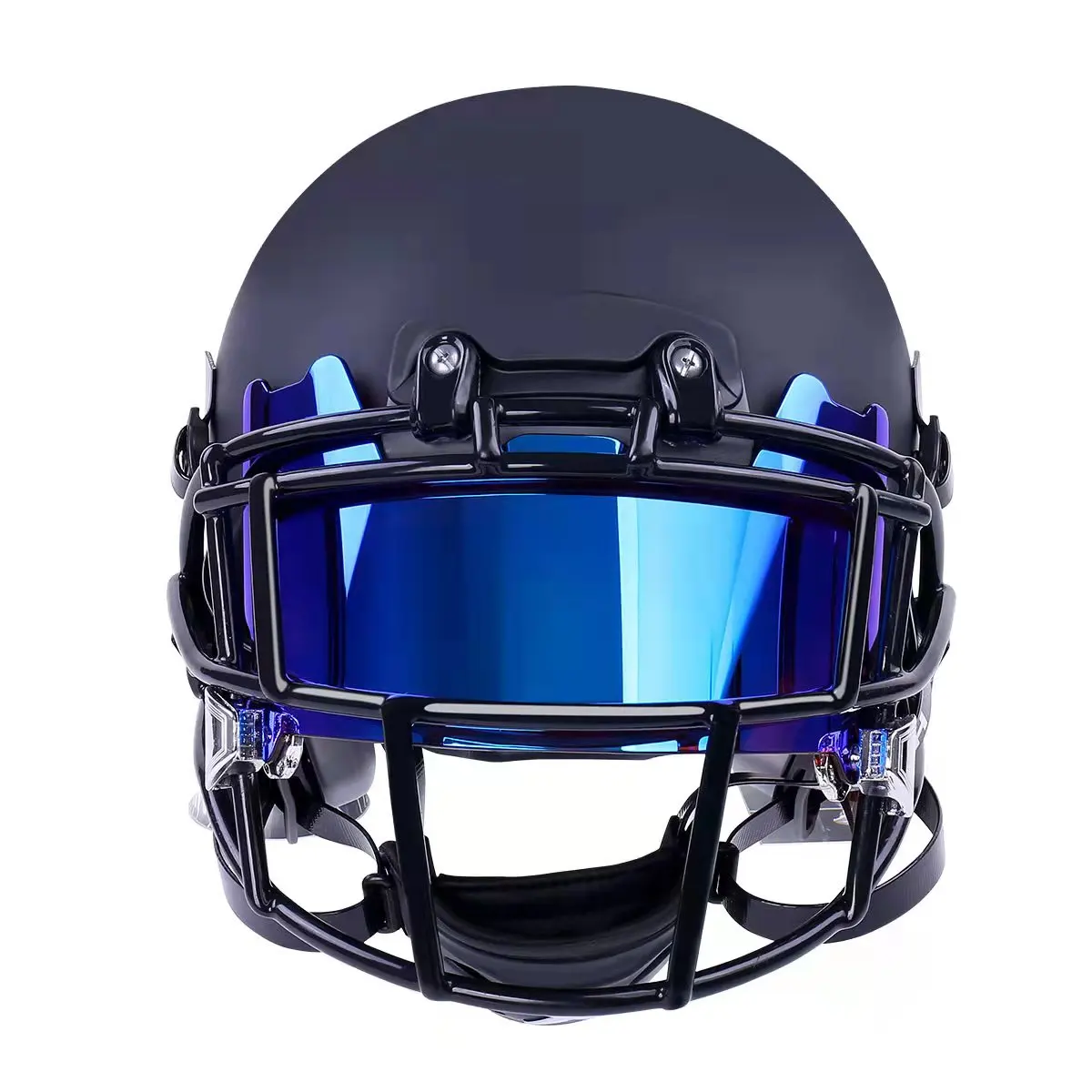 Chromed American Football Visor, Revo Blue or Red, Anti-Fog Scratch-Resistant Shield, 100% UV Protection, Clear Vision Facemask
