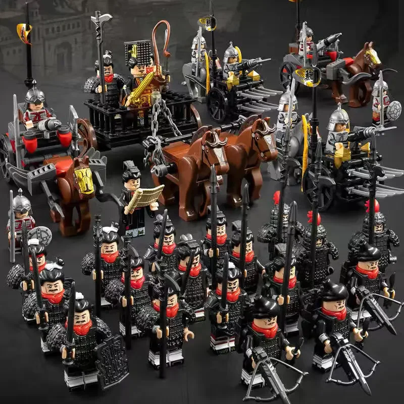 Figurines de soldats de la légion de l'armée de la dynastie Qin, blocs de construction de chariot, briques de mini guerre, jouets pour garçons, cadeaux de Noël, compromis