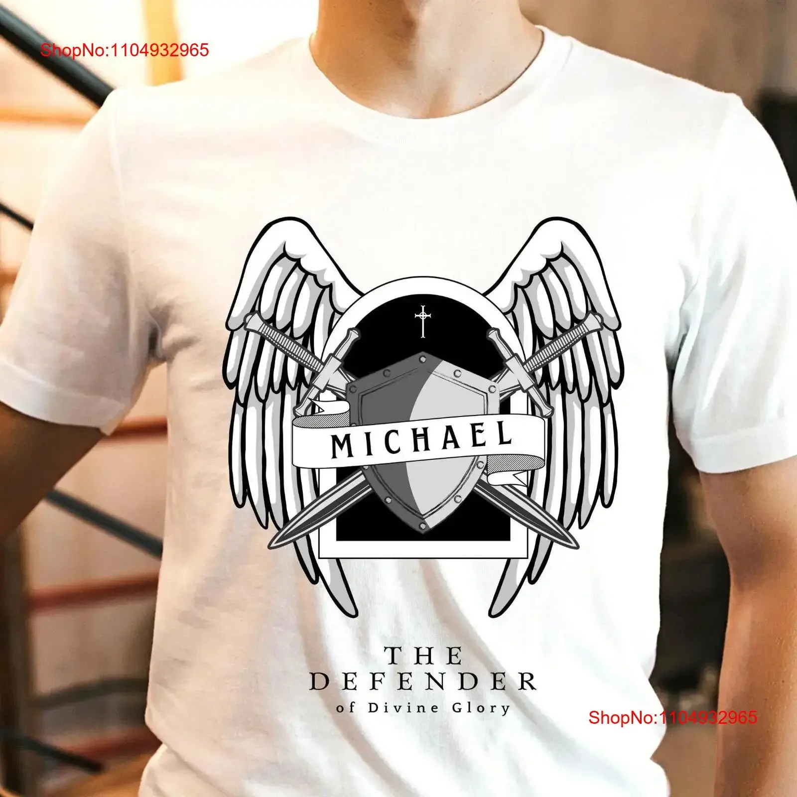 

Saint Michael the Archangel Defender of Divine Glory Pray for Us Католическая одежда Одежда Футболка Мужская винтажная стираная футболка унисекс