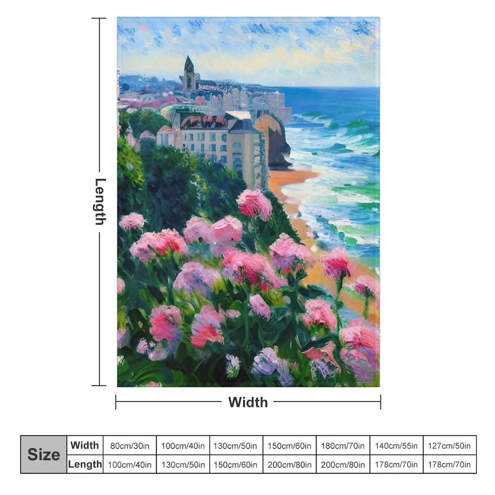 Biarritz Baskeland France Oil Painting Throw Blanket for winter Furrys Blankets