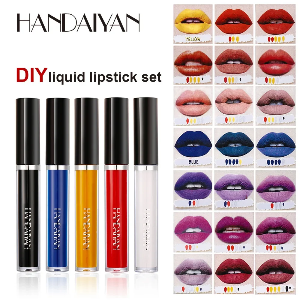 DIY Lip Gloss Matte Lipstick Beauty Magic Rouge Waterproof Long Lasting Lip Glaze Lips Cosmetic Set