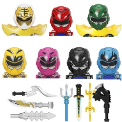 Mini Movie Series Powered Building Blocks Yellow Green Soliders Red Warrior Mighty Morphin Action Figures Toys Kids Gifts