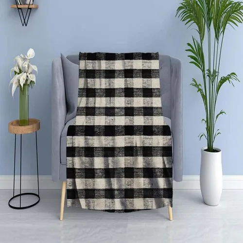 Else Carpet Else Black Gray Plaid Striped Wellsoft Patterned 3D Tv Blankets