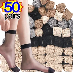 InjSox-Chaussettes d'Été Transparentes Ultraminces en Nylon pour Femme, Courtes, artificiel astiques en Clip, 10/50 Paires
