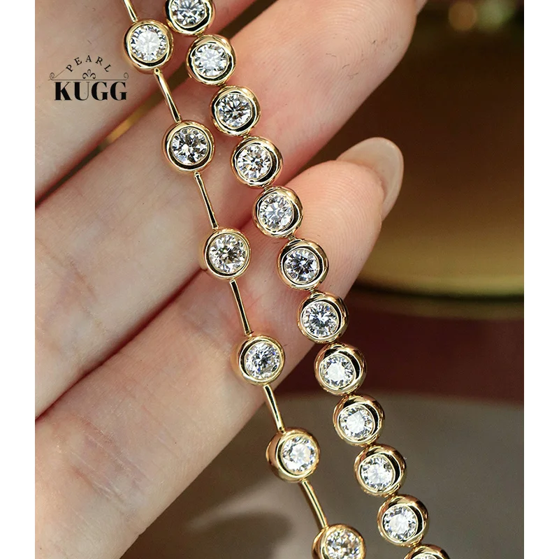 KUGG 100% 18K Yellow Gold Bracelet Elegant Style 3.25carat/5.0carat Real Natural Diamond Bracelet for Women High Party Jewelry