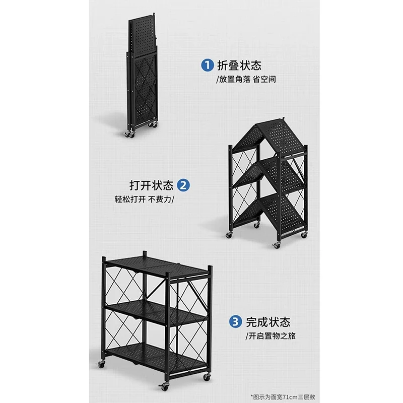 Simple Folding Bookshelf Mobile Living Room Storage Children Bookcase Iron Artist Household Storage Rack Home Furniture WKBS image 5