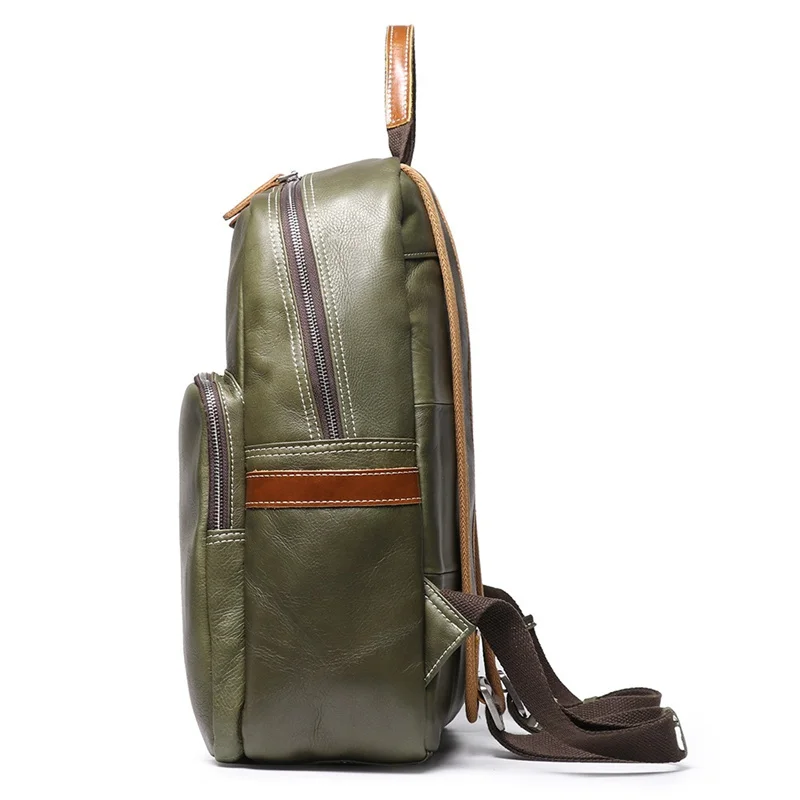 Nesitu Highend A4 Vintage Black Brown Green Top Grain Genuine Leather 14'' Laptop Women Men Backpack Cowhide Travel Bag M1788