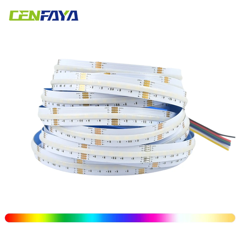 

5M COB RGB + CCT 5050 5в1 RGBCW Светодиодная лента 12 В 24 В Гибкая красочная с регулируемой яркостью Комната Вечеринка Праздничный декор Световая лента 12 мм 10 мм