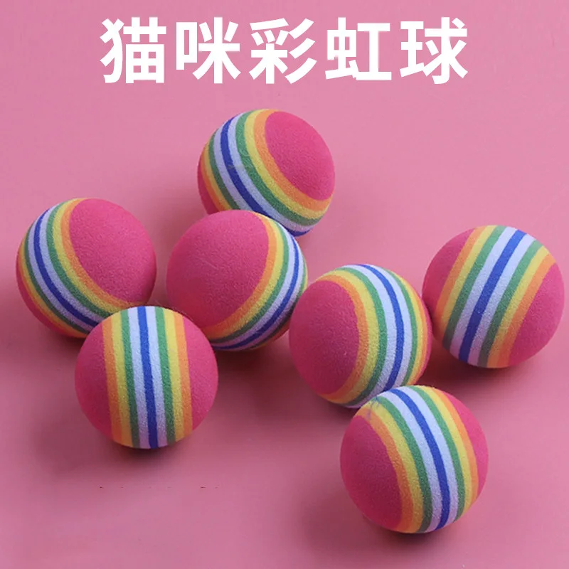 

EVA 38MM Small Rainbow Cat Toy Ball - Silent Elastic Colorful Design for Cats’ Entertaining Play