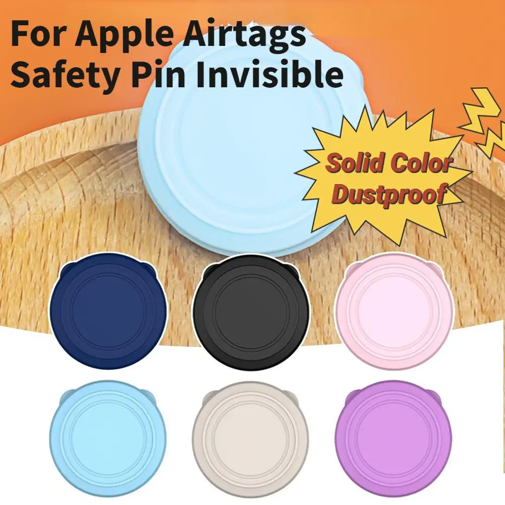 For Apple Airtags Protective Cover With Safety Pin Invisible GPS Tracker Protective Cover Solid Color Dustproof Shell