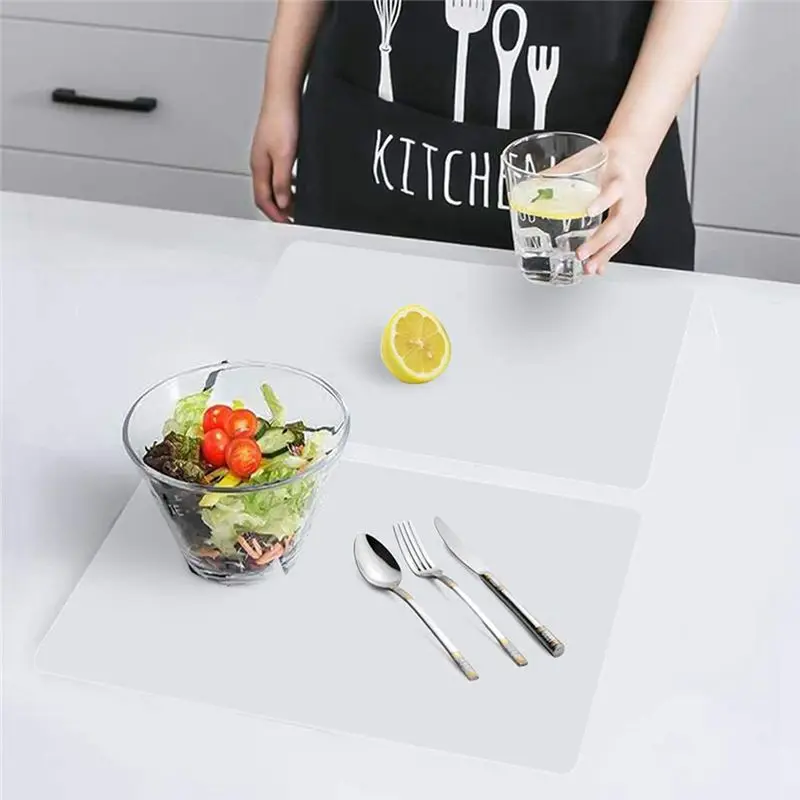 B03C-Transparent Kitchen Mat,Coffee Table Mat,Table Protector,Waterproof Placemats,Worktop Saver,Placemat Set 12 Pieces