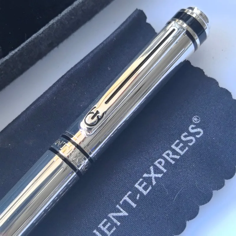 French Designed Heavyweight Twist Action Ballpoint PenSilver Plated G2 0.7mm Black Refills Luxury Gel Pens High Quality Gift Box