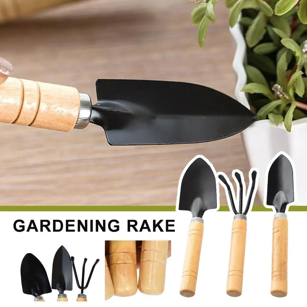 Garden Tools Three-piece Portable Pot Culture Hand Steel Rake Shovel Tools Multi-functional Flower Weeder Soil Manganese Re R7C5