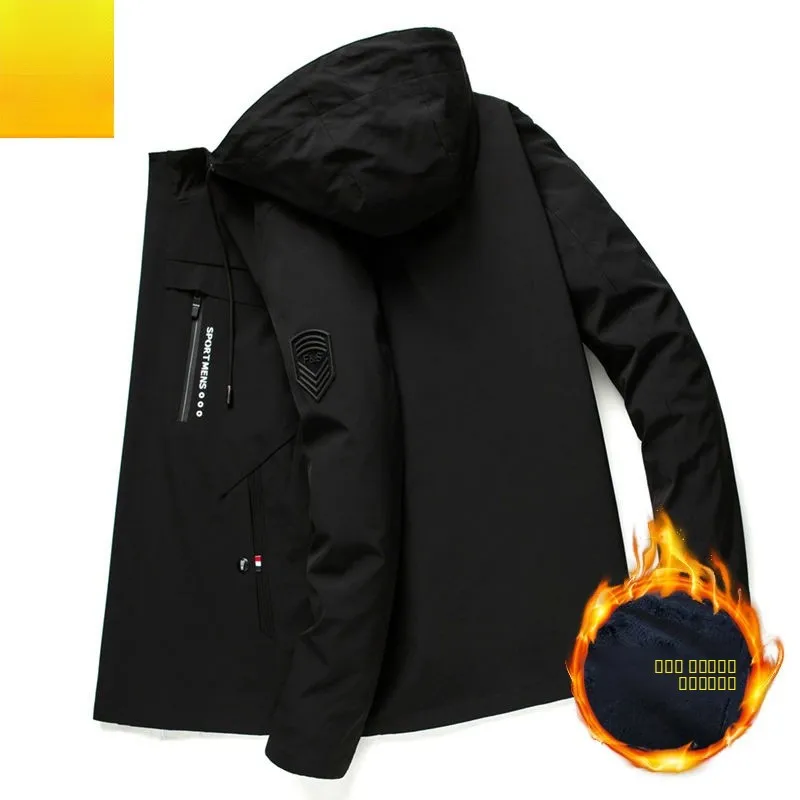 

Men's Fce Lined Thiened Windproof Jaet Spring Autumn Winter Coat Busin Gentleman Sle Long Sve Zipper C...