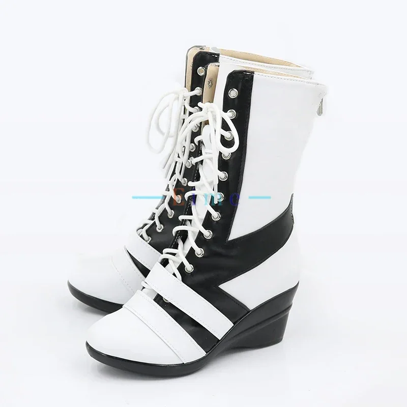 

Обувь для косплея Yakumo, реквизит для косплея Game Nu Carnival, карнавальные ботинки на Хэллоуин, изготовленные на заказ черно-белые туфли из искусственной кожи