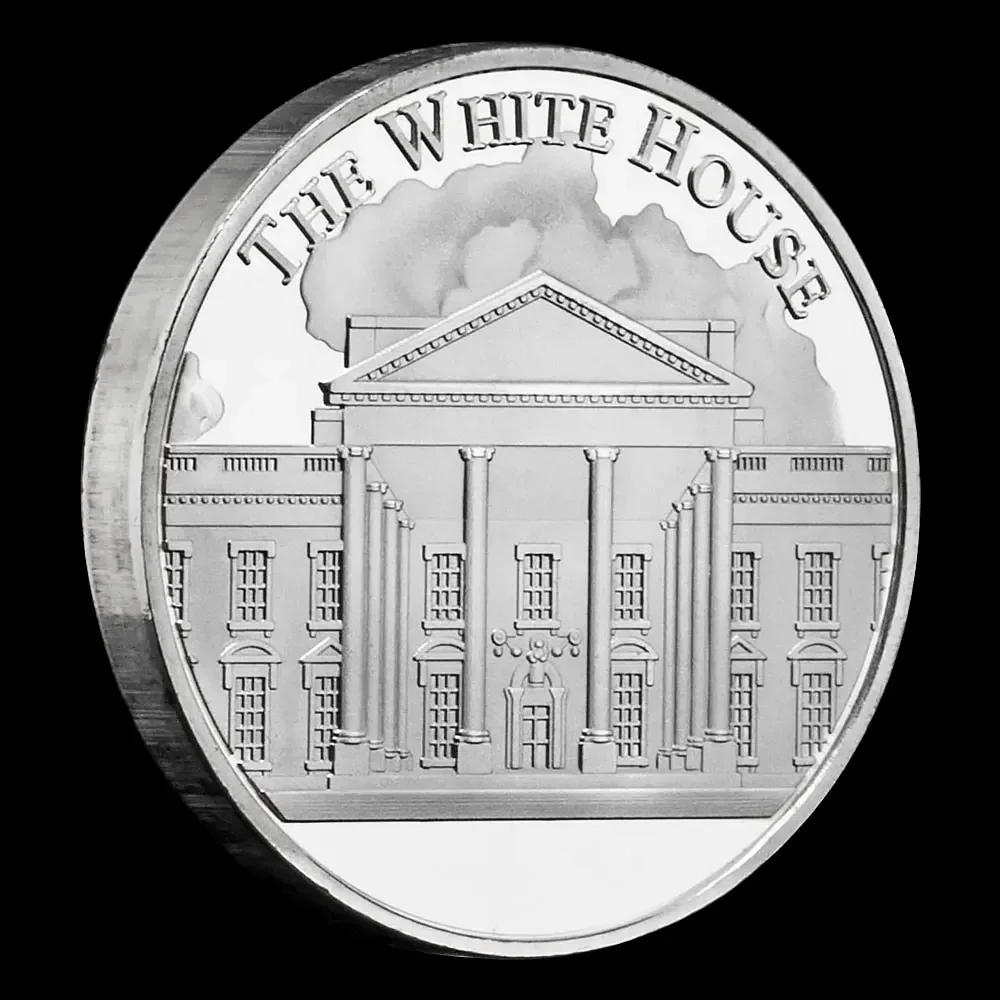 The White House Souvenir Coin 45th President of United States Donald Trump Silvery Plated Commemorative Coins Collectible Gift