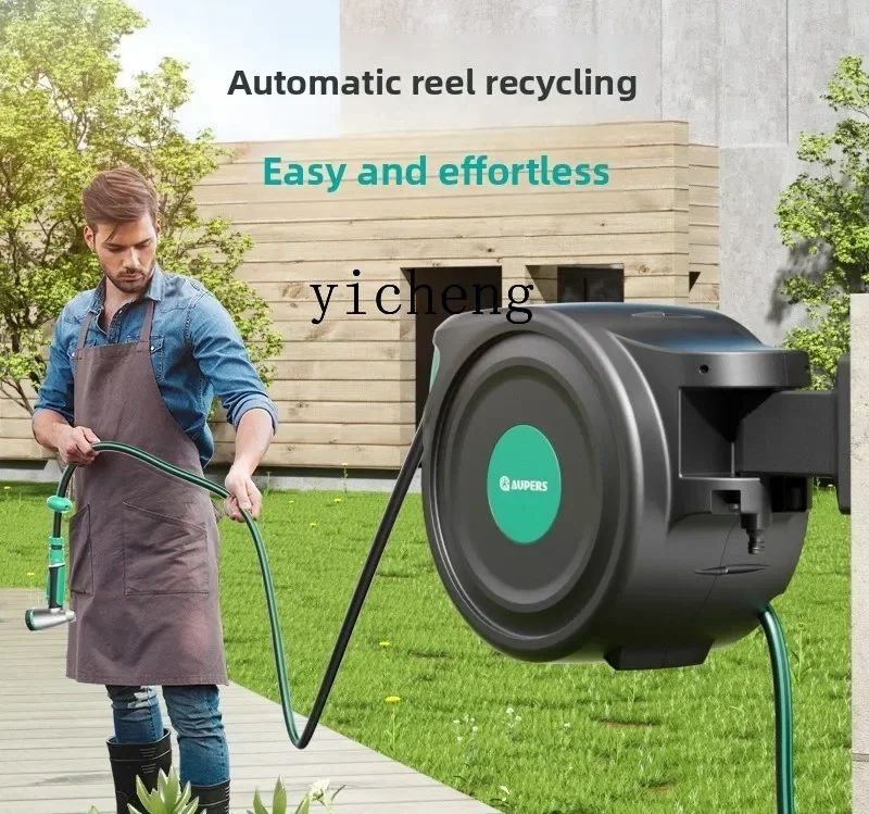 TQH automatic telescopic recycling water pipe car garden  wash flower watering water gun artifact water pipe reel storage rack