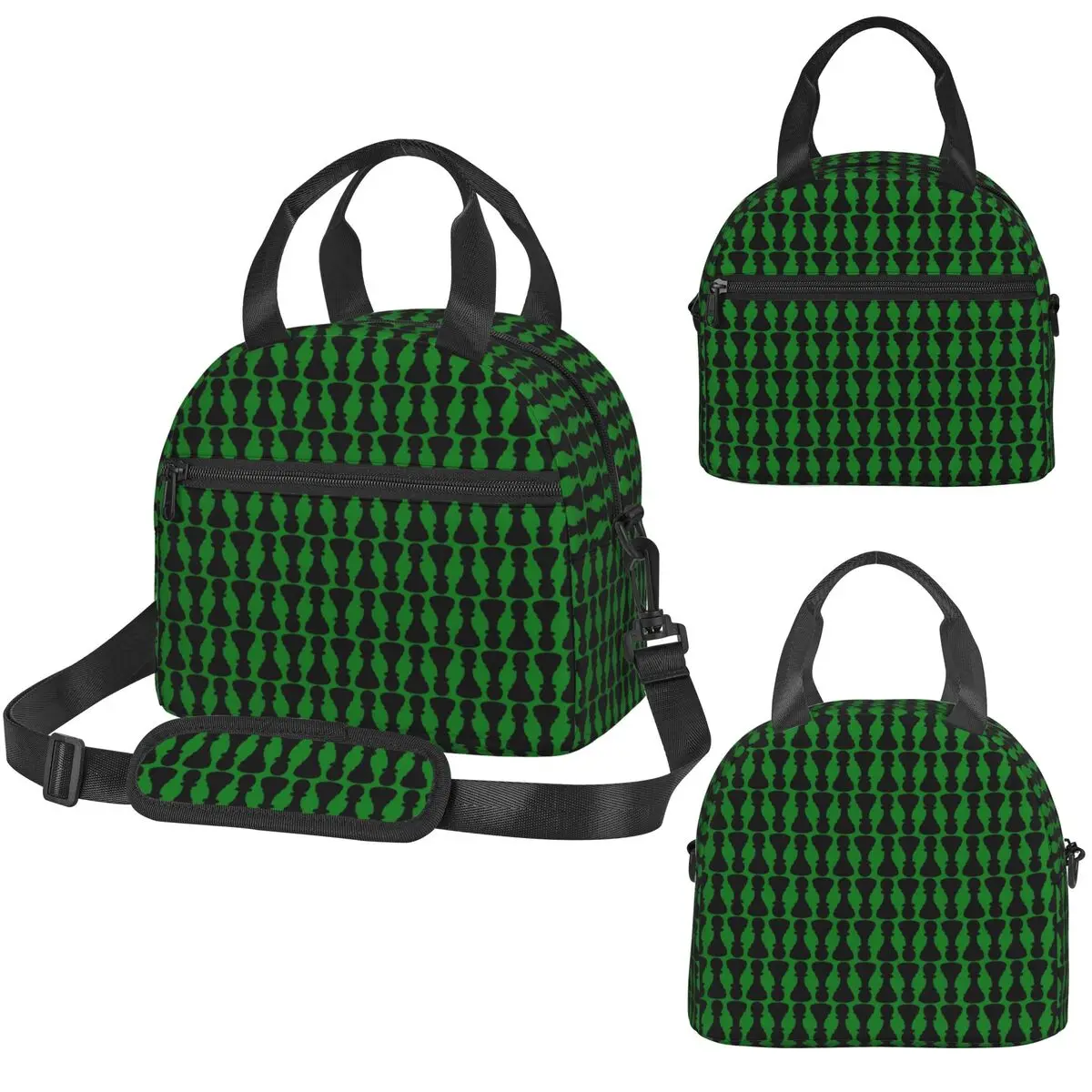 

Изолированная сумка-холодильник для обедов с рисунком шахматных фигур на доске для женщин, термосумка для офиса, портативный ланч-бокс