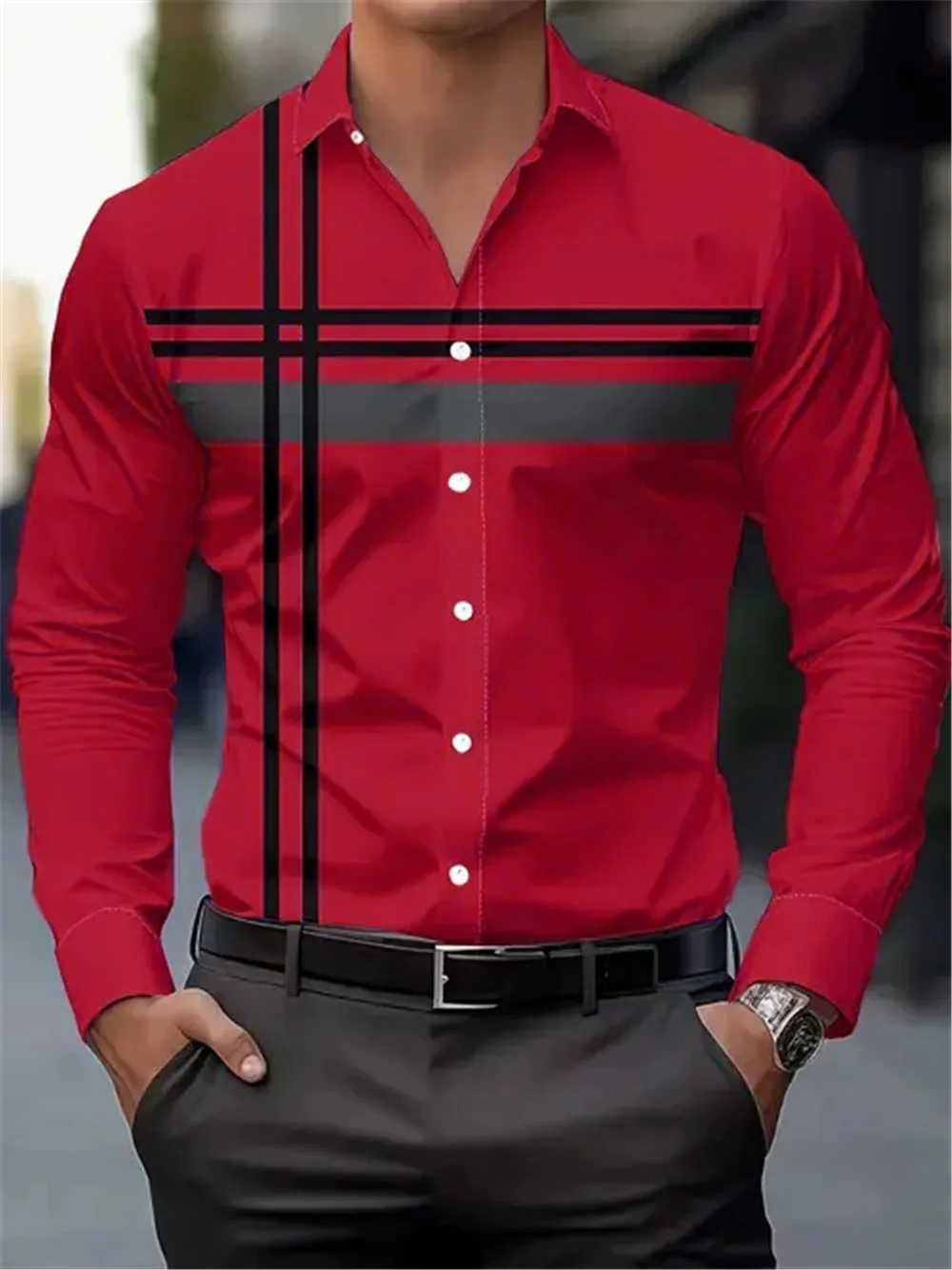 Fashion Striped Pattern Men's Shirts All Season Long Sleeve 3D Printed Streetwear Trend Male Blouse 4XL Plus Size Casual Shirt