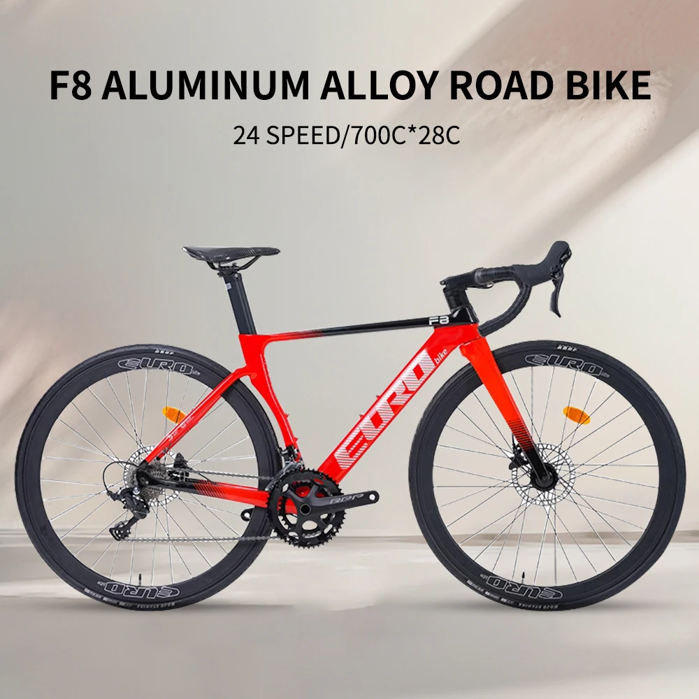 Bicicleta de carretera F8, bicicleta electrónica de 24 velocidades, freno de disco doble, mango curvo, grupo Shimano 105, bicicleta de carreras de aluminio para adultos