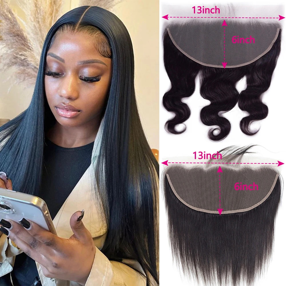 13X6 Straight Human Hair Frontal Lace Only Body Wave Frontal 13x6 Only Transparent Lace Brazilian Hair For Women Pre Plucked