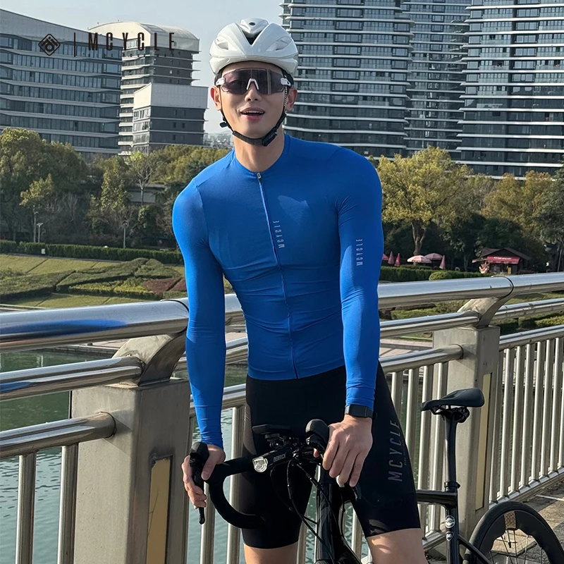 

Mcycle Factory Men's Sportswear Pro Team Sublimation Cycling Clothing Solid Color Soft Long Sleeve Cycling Jersey Men