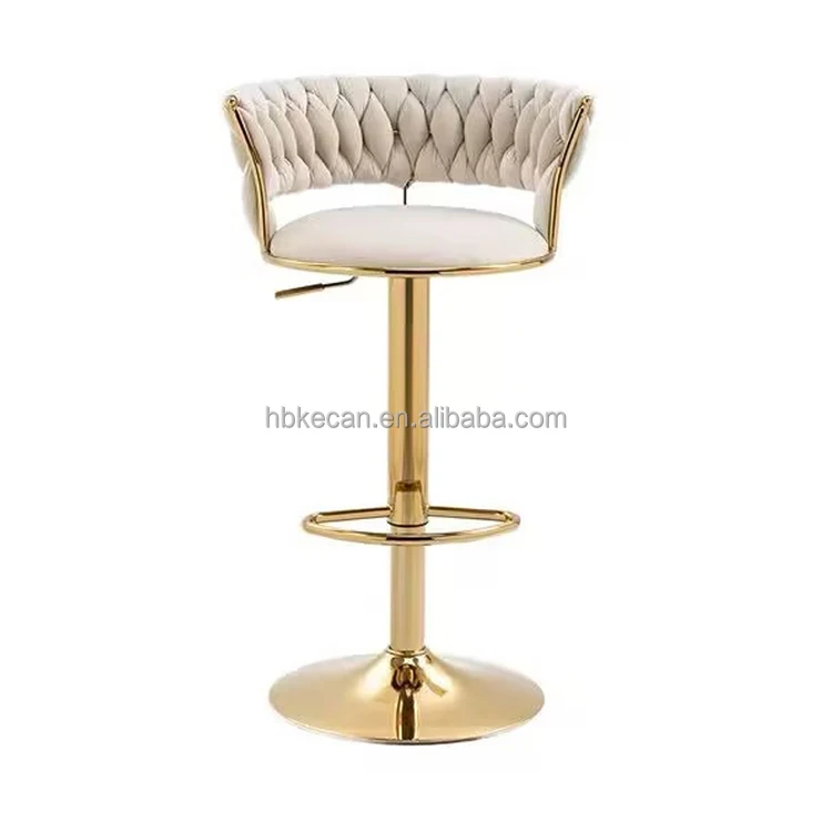 

Modern High-end Commercial Furniture Black Velvet Fabric Aluminium Alloy Frame Swivel Adjustable Height Bar Stool
